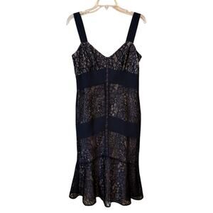 Ann Taylor Loft‎ Black Lace over Nude Lining Cocktail Dress - Size 8